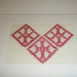 NEW HAND CRAFTED / STITCHED SASHIKO DESIGN VALENTINE'S DAY BLANK CARD